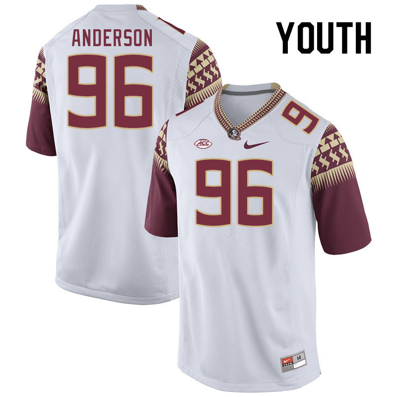 Youth #96 Dante Anderson Florida State Seminoles College Football Jerseys Stitched-White - Click Image to Close